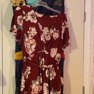 Burgundy floral maxi dress